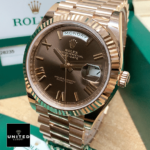 Rolex Day Date 228235 Rose Gold Chocolate Roman Dial Replica - Image 7