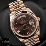Rolex Day Date 228235 Rose Gold Chocolate Roman Dial Replica - Image 8
