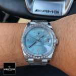 Rolex Day-Date Platinum 228396TBR Ice Blue Baguette Index Replica - Image 7