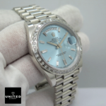 Rolex Day-Date Platinum 228396TBR Ice Blue Baguette Index Replica - Image 8